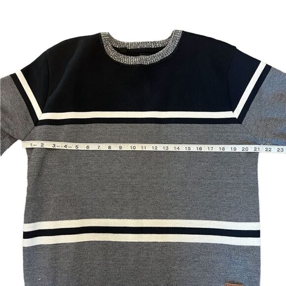MENS BUFFALO Striped Blue & Grey Pullover Knit Sweat Shirt M - Picture 7 of 9